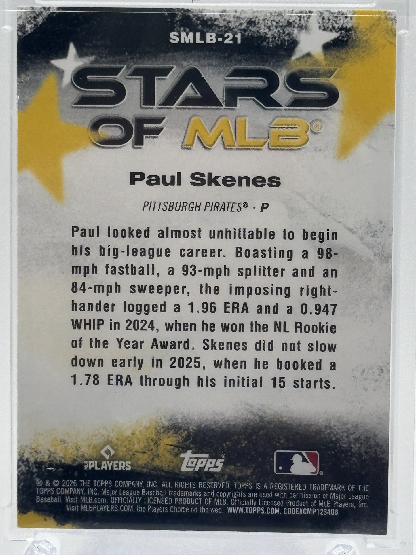 2026 Topps #SMLB-21 Paul Skenes Stars of MLB Orange Foil # 3/25