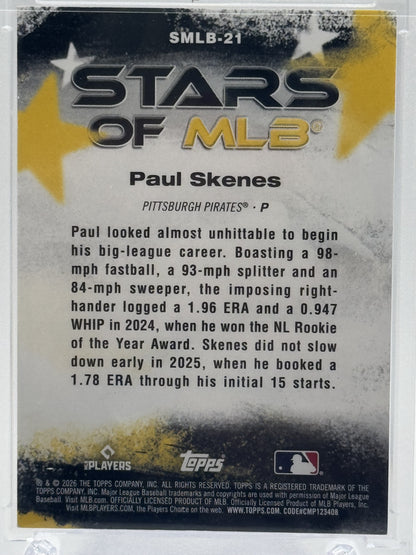 2026 Topps #SMLB-21 Paul Skenes Stars of MLB Orange Foil # 3/25