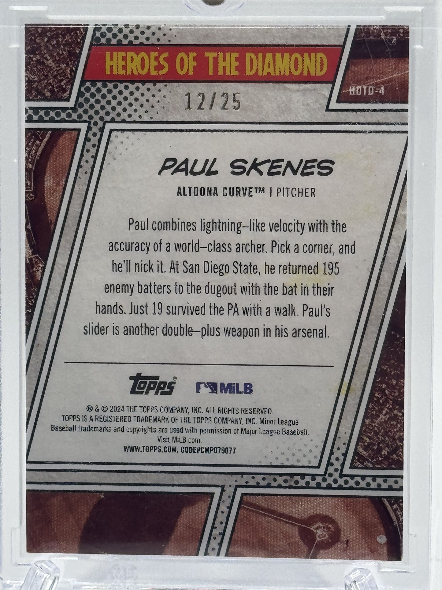 2024 Topps Pro Debut #HOTD-4 Paul Skenes Heroes Diamond Orange Foil # 12/25