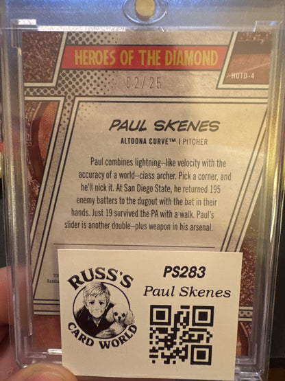 2024 Topps Pro Debut #HOTD-4 Paul Skenes Heroes Diamond Orange Foil # 2/25