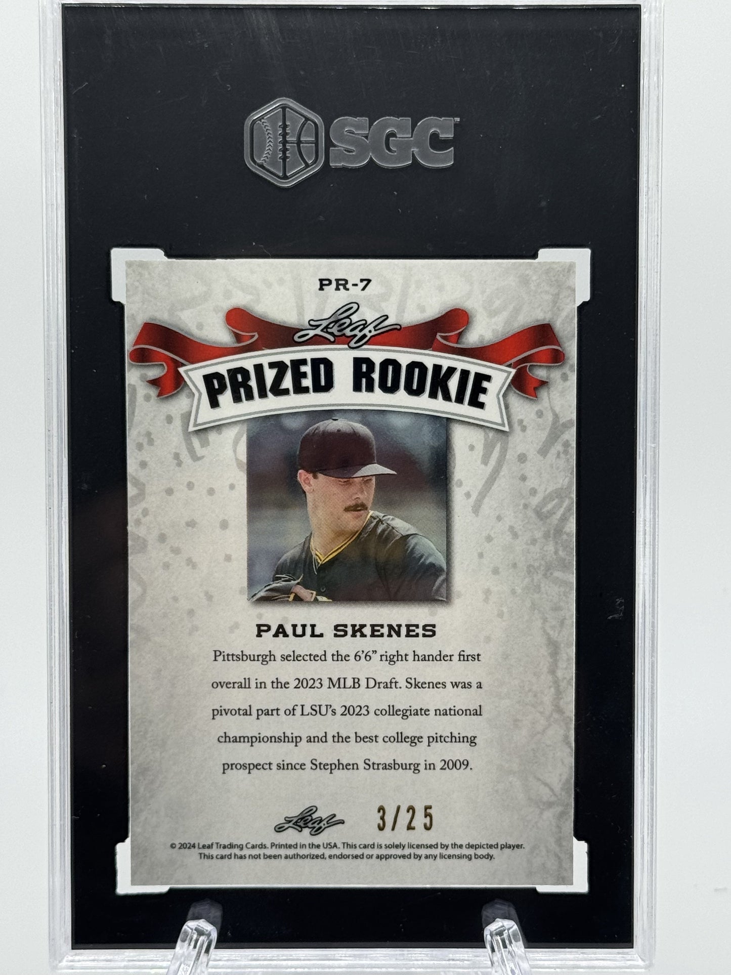 2023 Leaf Metal SR # PR-7 Prized Rookie Paul Skenes Silver Crystal # 3/25