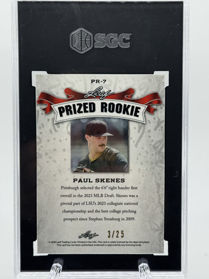 2023 Leaf Metal SR # PR-7 Prized Rookie Paul Skenes Silver Crystal # 3/25