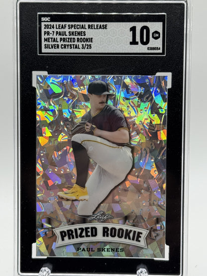 2023 Leaf Metal SR # PR-7 Prized Rookie Paul Skenes Silver Crystal # 3/25