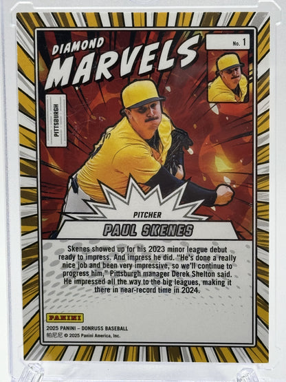 2025 Donruss #1 Paul Skenes Diamond Marvels Purple Laser # 13/15