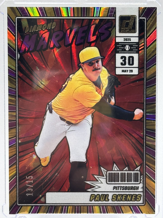 2025 Donruss #1 Paul Skenes Diamond Marvels Purple Laser # 13/15