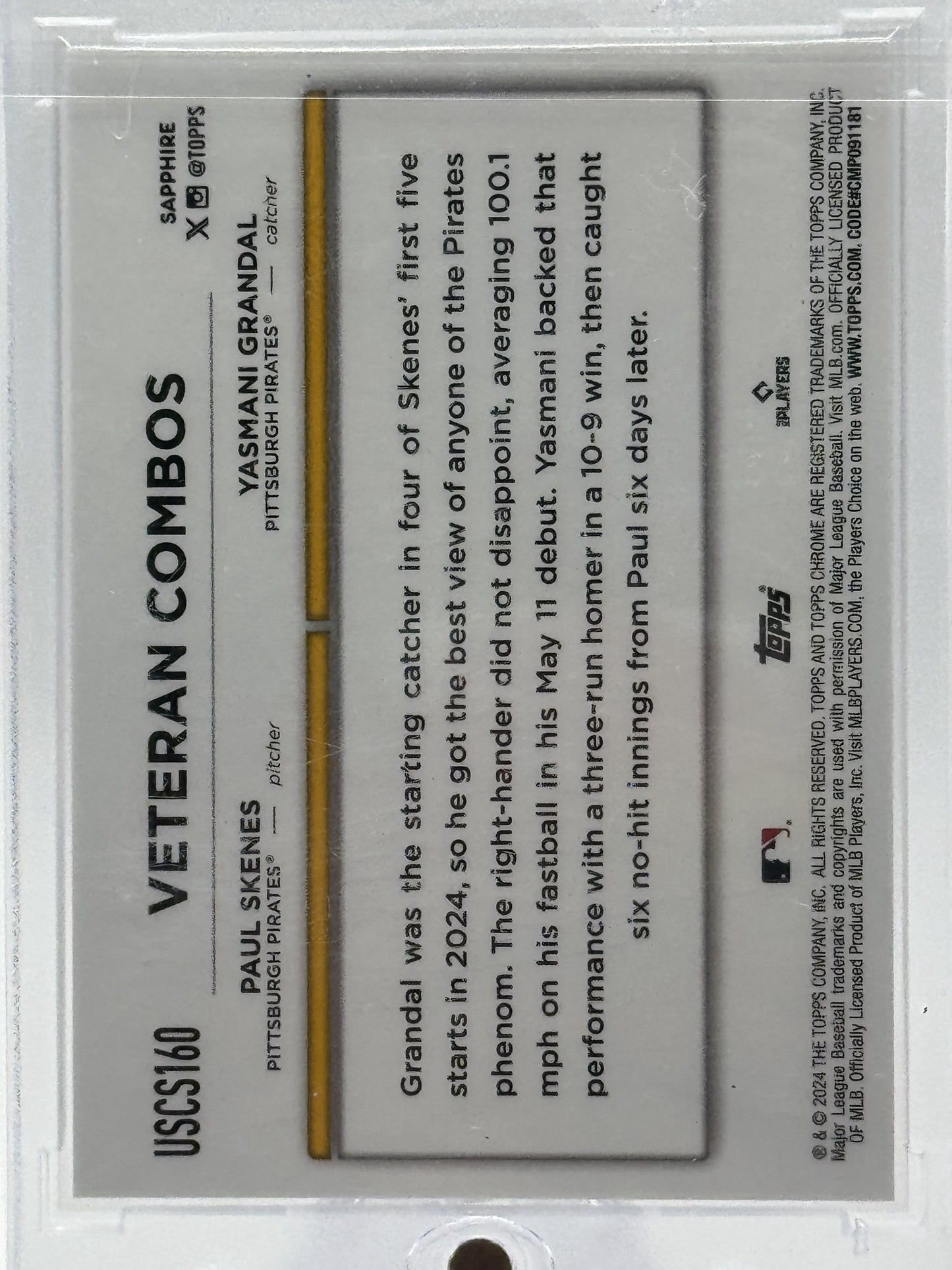 2024 Topps Chrome Update #USCS160 (Grandal / Paul Skenes) Sapphire # 21/25