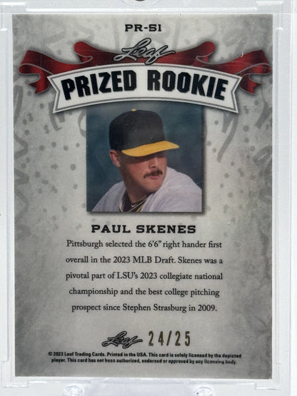 2023 Leaf Special Release Prized Rookie  #PR-51 Paul Skenes # 24 /25