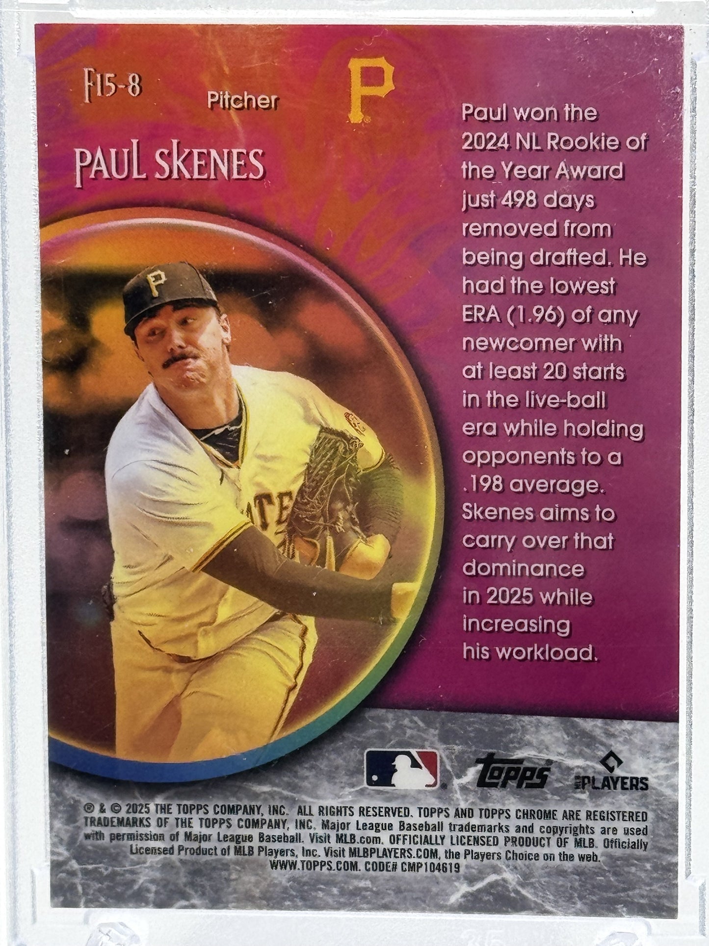 2025 Topps Chrome #F15-8 Paul Skenes Fortune 15 Orange Refractors # 17/25