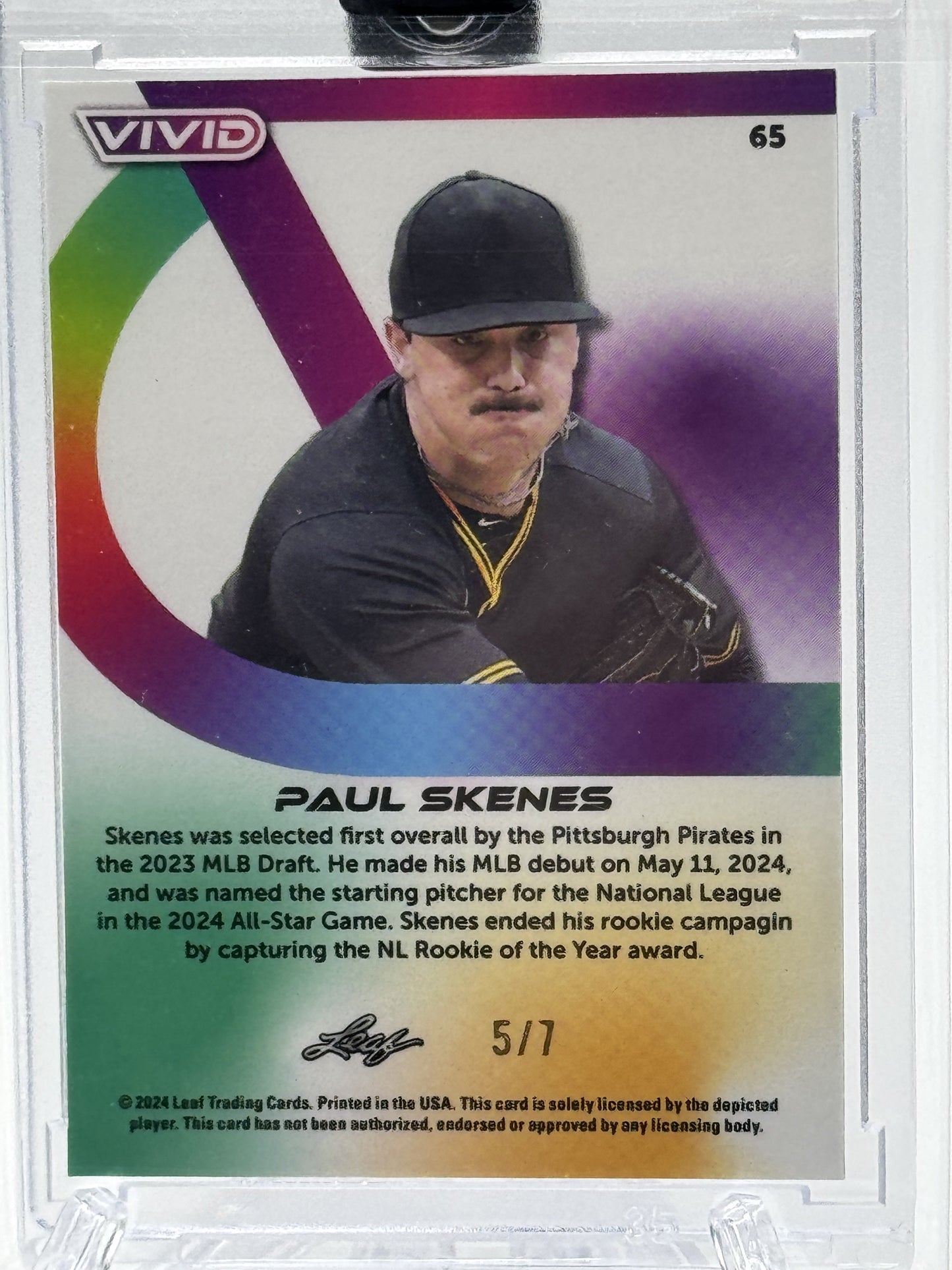 2024 Leaf Vivid #65 Paul Skenes Prismatic Navy Blue # 5/7