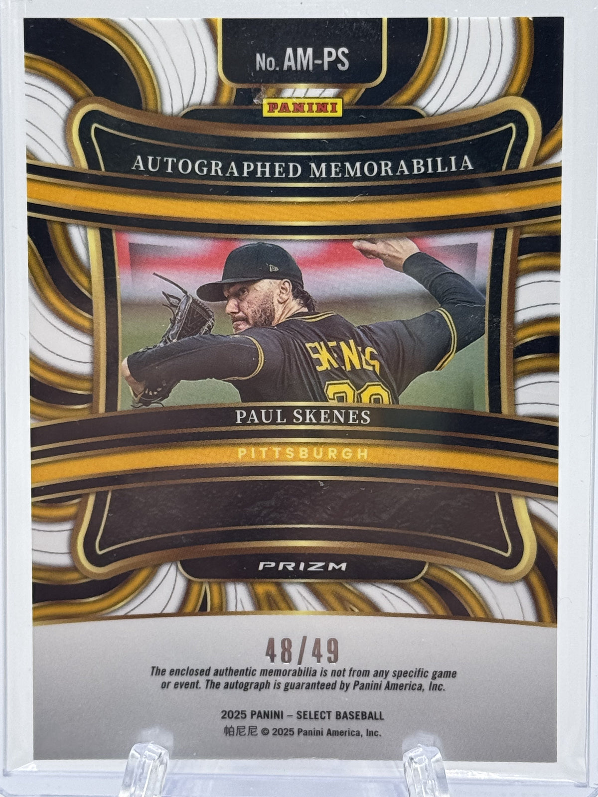 2024 Panini Select #AM-PS Paul Skene's Auto Memorabilia Red Prizms # 48/49