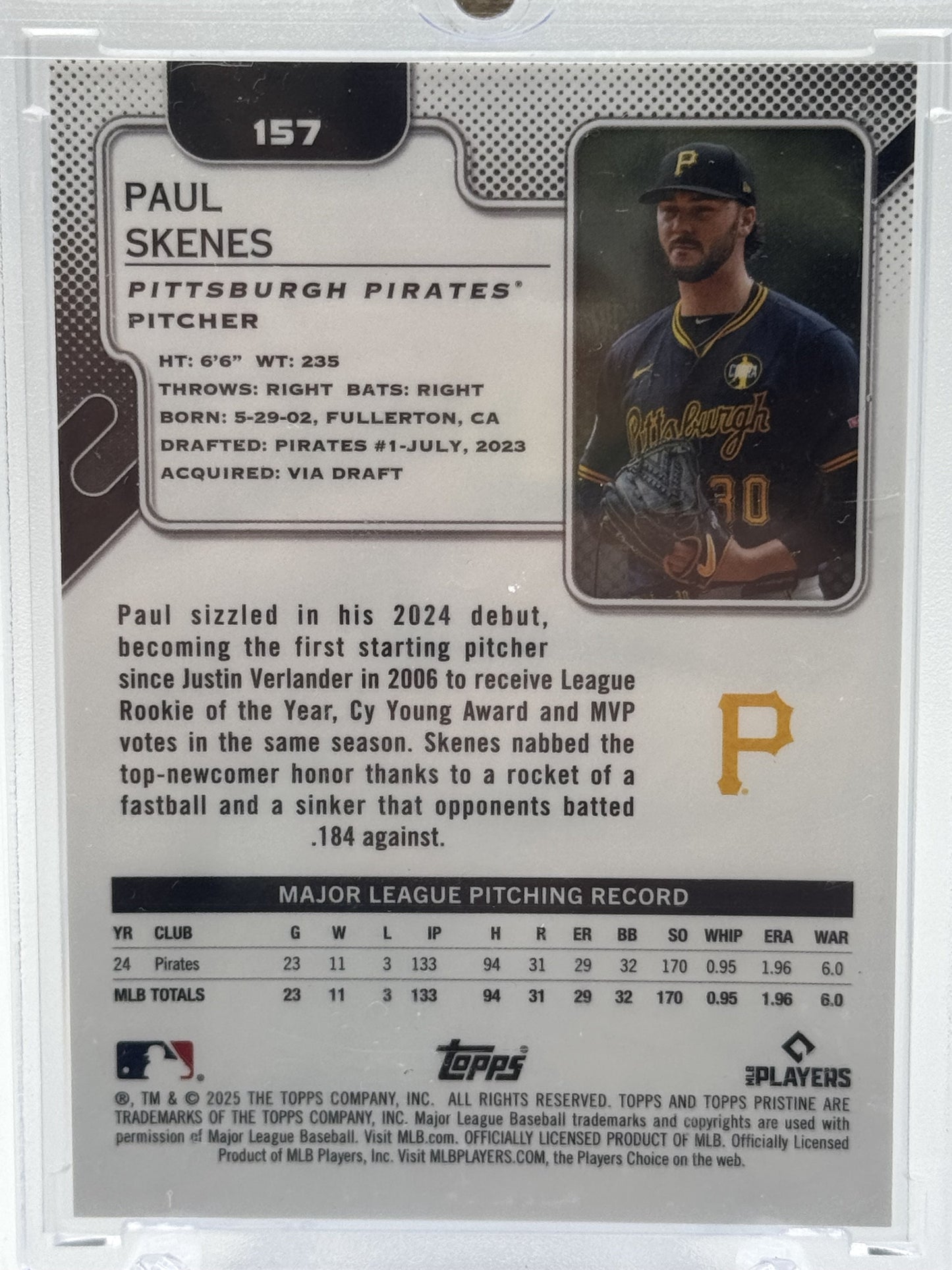 2025 Topps Pristine #157 Paul Skene's Pristine Primaries Refractors # 1/10