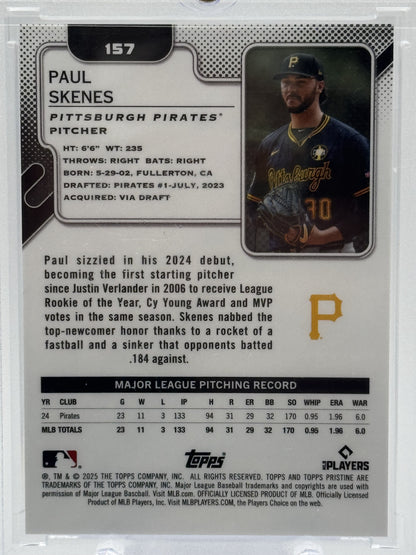 2025 Topps Pristine #157 Paul Skenes Red Refractors # 2/5