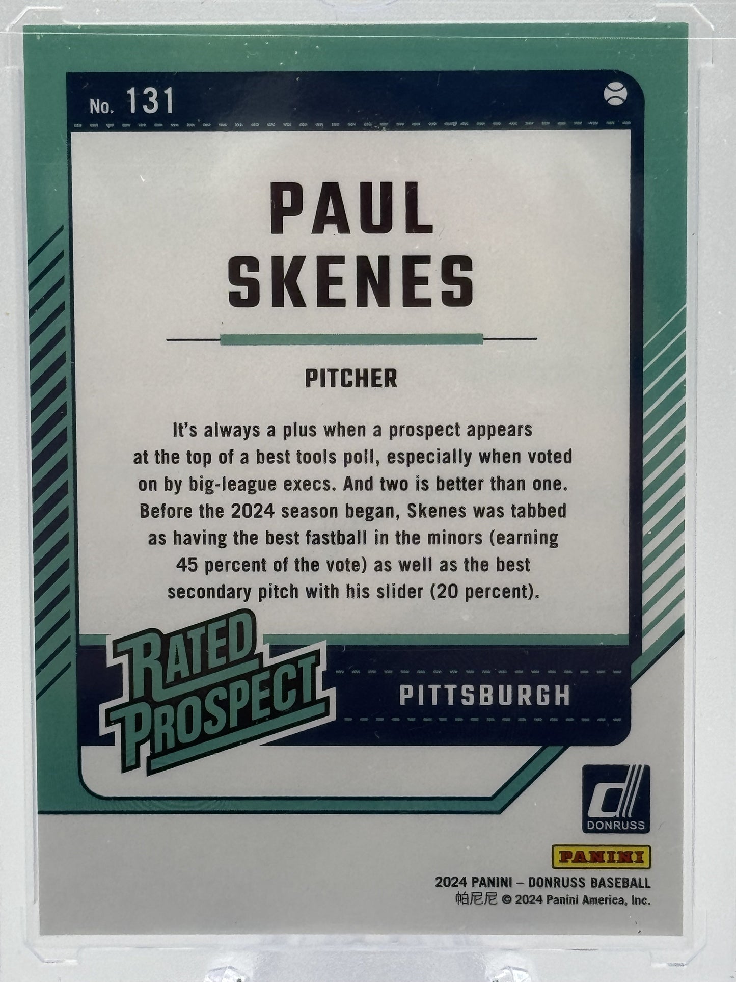 2024 Donruss #131 Paul Skenes Pink Laser # 38/50
