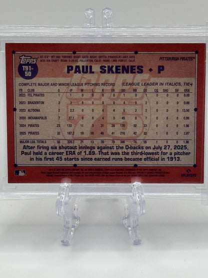 2026 Topps #T91-50 Paul Skenes 1991 Topps 35th Orange (Series One) # 20/25
