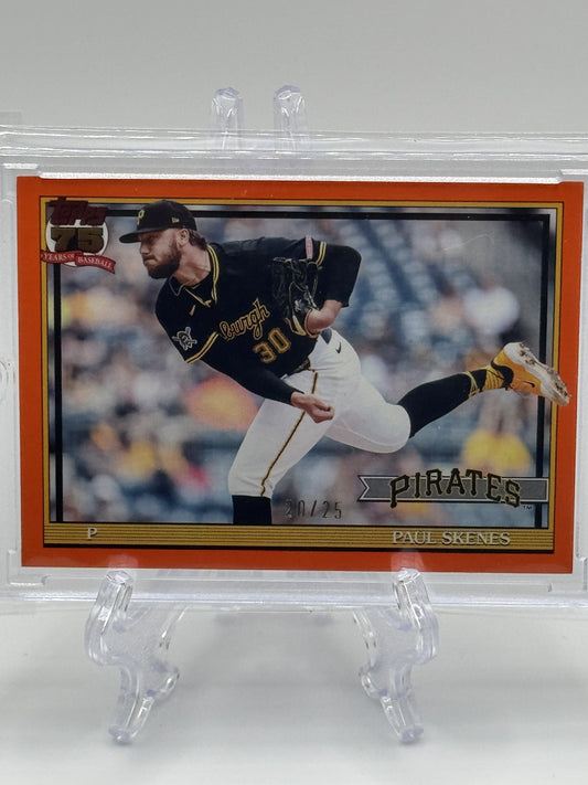 2026 Topps #T91-50 Paul Skenes 1991 Topps 35th Orange (Series One) # 20/25