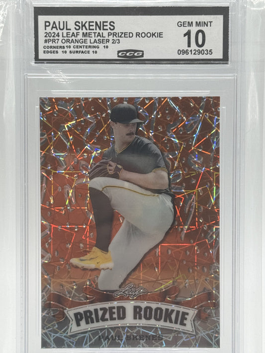 2023 Leaf Special Release Prized Rookie #PR-7 PAUL SKENES Orange Laser # 2/3