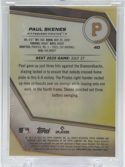 2025 Bowman's Best #40 Paul Skenes Orange Refractors # 6/25