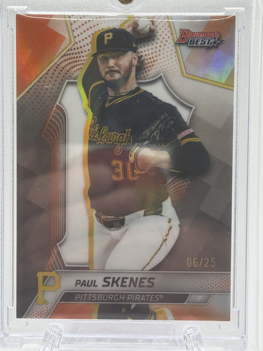 2025 Bowman's Best #40 Paul Skenes Orange Refractors # 6/25