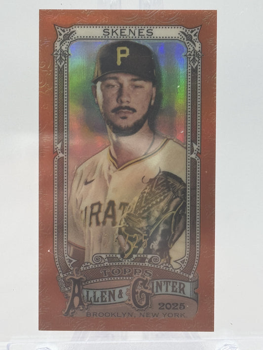 2025 Topps Allen & Ginter #128 Paul Skenes Chrome Mini Orange Refractor # 25/25