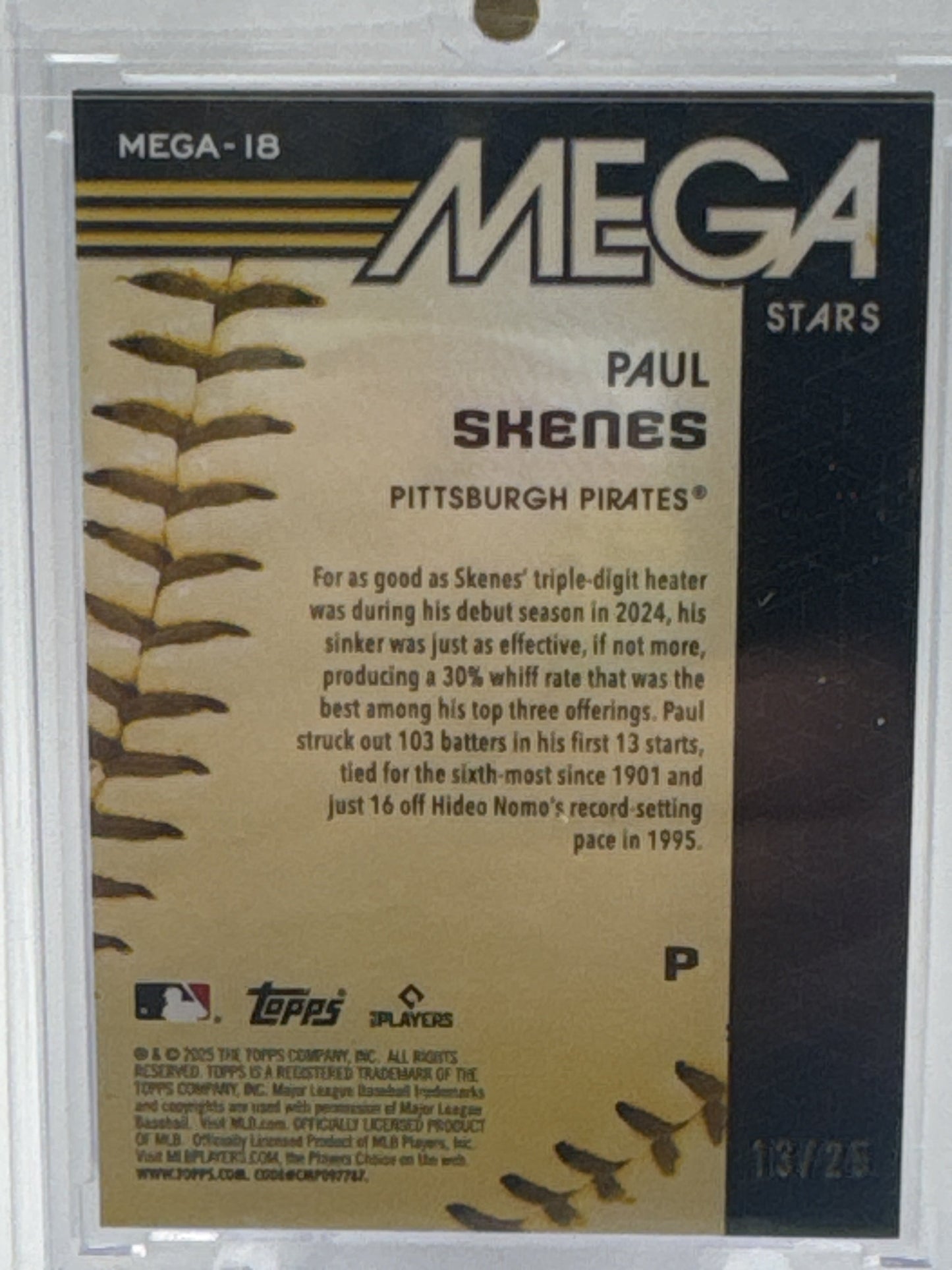 2025 Topps #MEGA-18 Paul Skenes Topps Mega Stars Orange Foil (Series 1) # 13/25