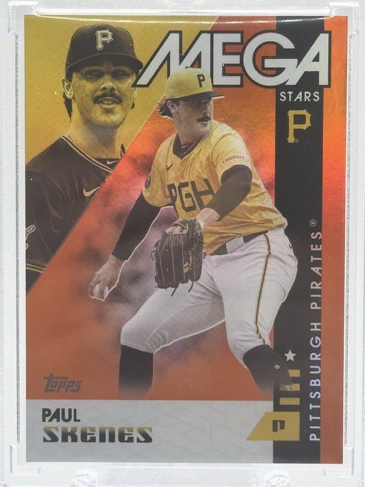2025 Topps #MEGA-18 Paul Skenes Topps Mega Stars Orange Foil (Series 1) # 13/25