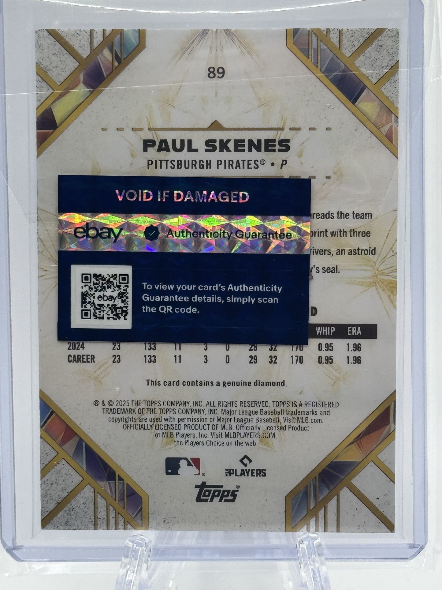 2025 Topps Diamond Icons #89 Paul Skenes Diamond Icons Red # 1/5 First on Print