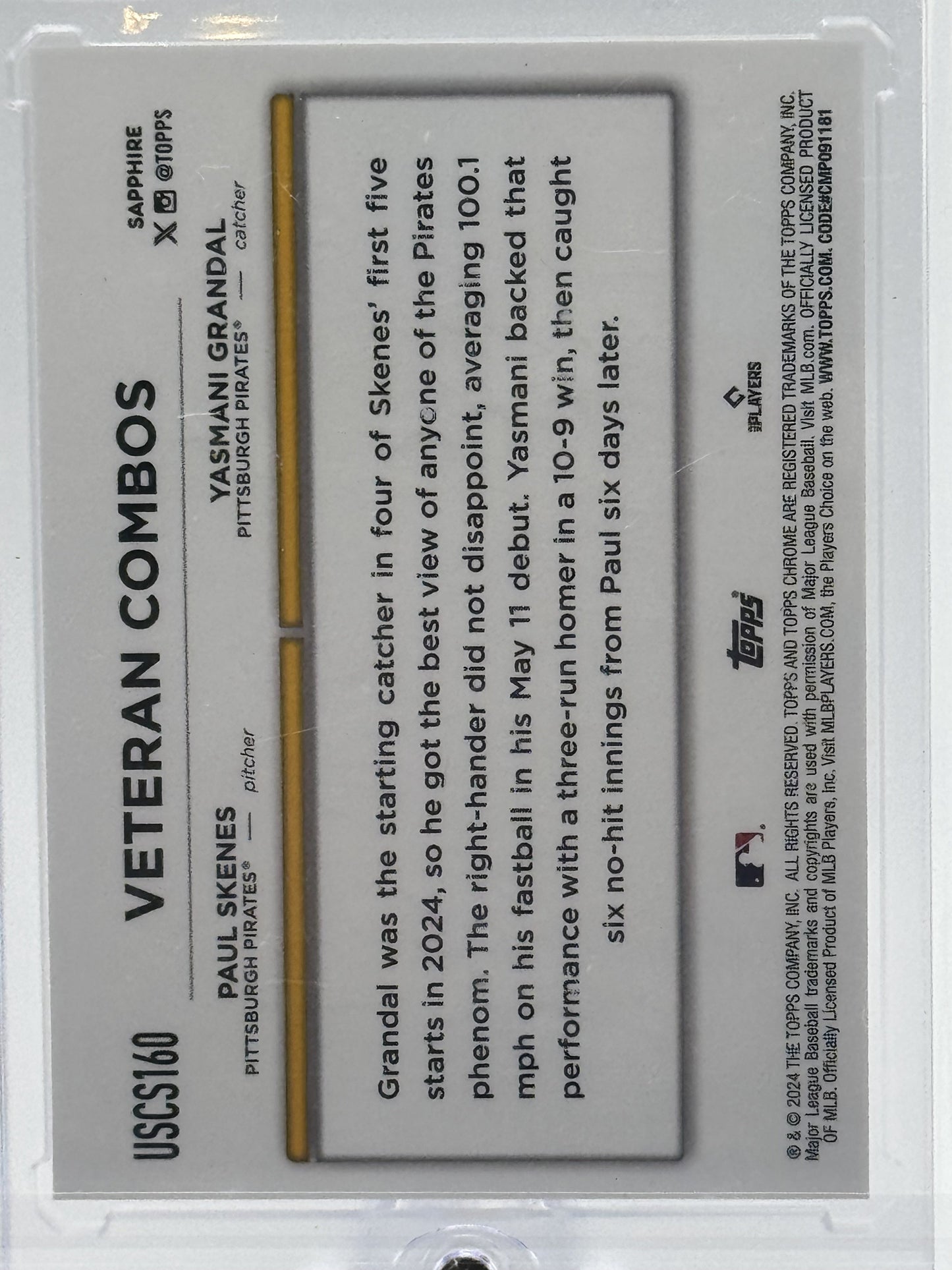 2024 Topps Chrome #USCS160 Duo Paul Skenes Gold Sapphire Refractor # 26/50