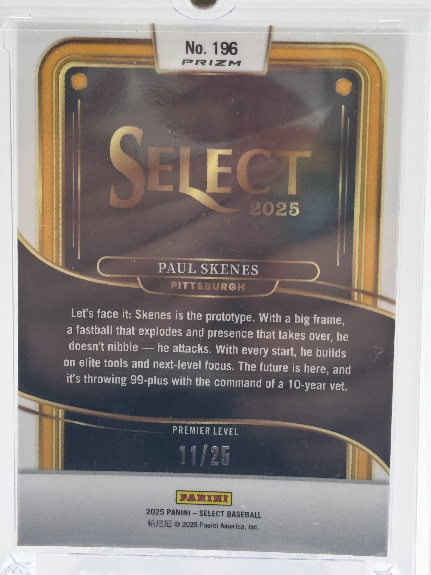 2025 Panini Select #196 Paul Skenes Tie-Dye Prizms # 11/25