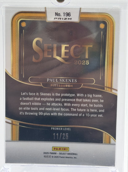 2025 Panini Select #196 Paul Skenes Tie-Dye Prizms # 11/25