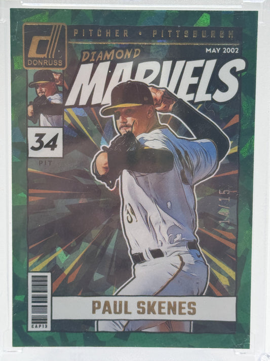 2024 Donruss #8 Paul Skenes Diamond Marvels Green Ice # 14/15