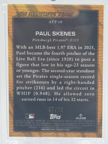 2025 Topps #ATT-7 Paul Skenes 2024 All Topps Team Black Foil # 7/10