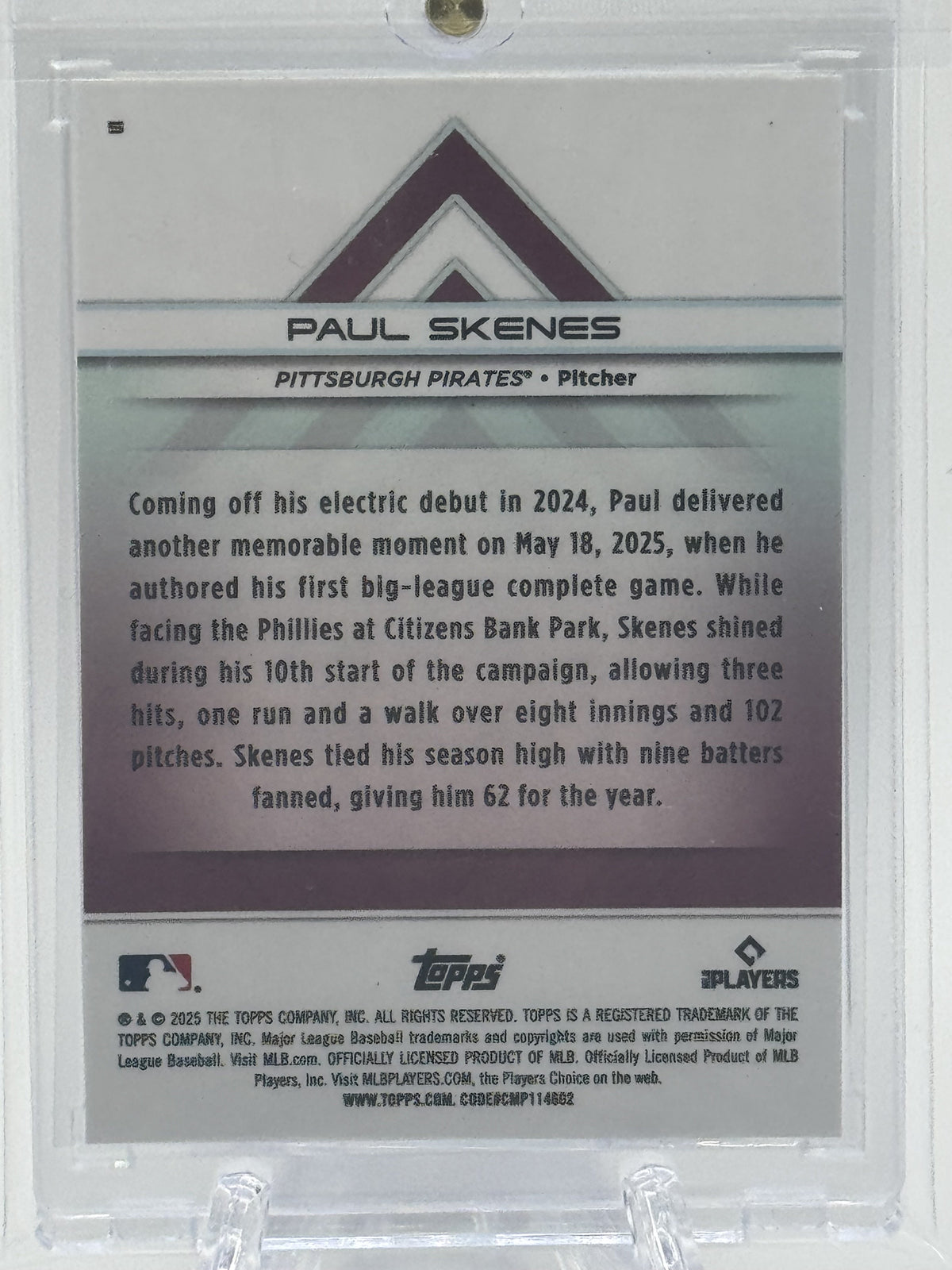2024 Topps Transcendent Collection #98 Paul Skenes Orange Refractor # 9/25