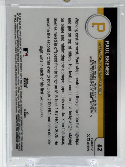 2026 Topps #62 Paul Skenes Flagship Collection Chrome Orange # 8/25