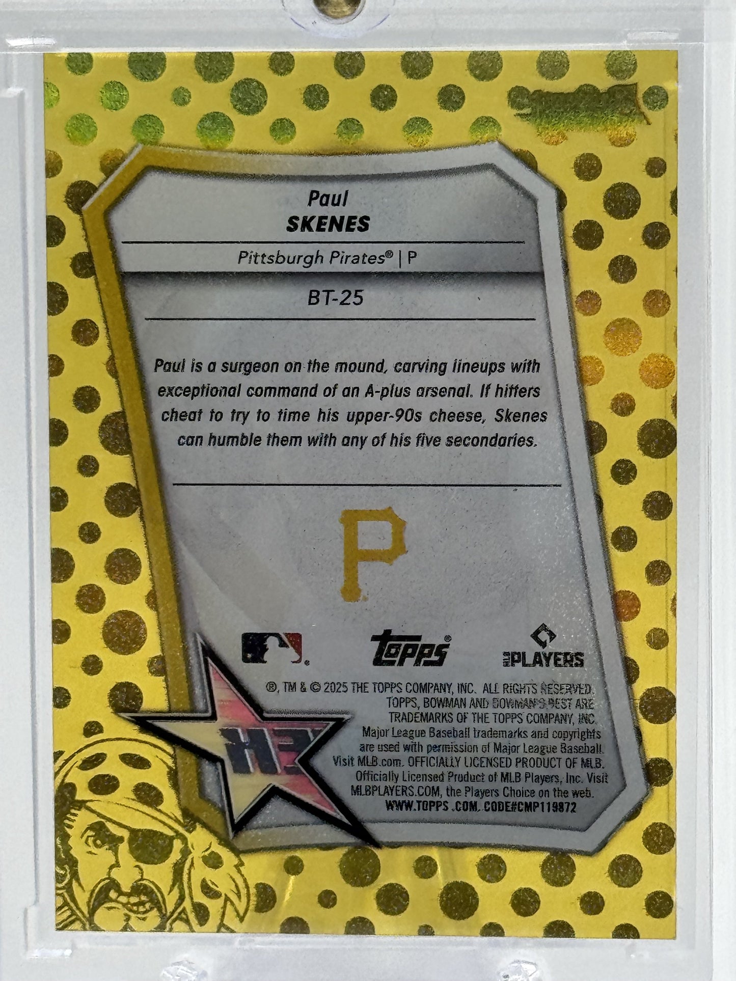 2025 Bowman's Best #BT-25 Paul Skenes Best Tek Gold #/50