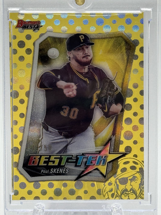 2025 Bowman's Best #BT-25 Paul Skenes Best Tek Gold #/50