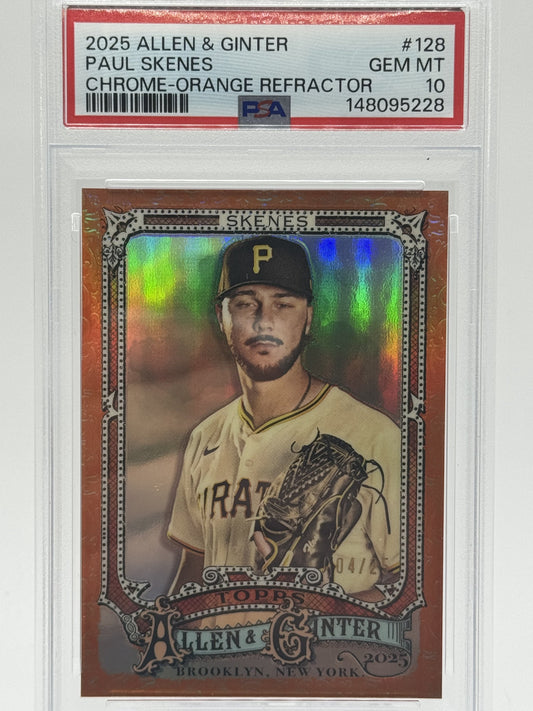 2025 Topps Allen & Ginter #128 Paul Skenes Chrome Orange Refractor PSA 10 # 4/25
