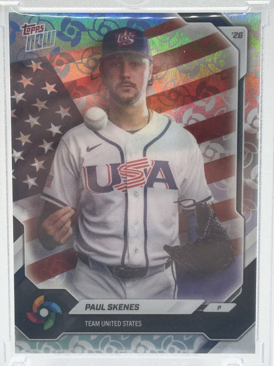 2026 Topps Now World Baseball Classic Team USA #USA07 Paul Skenes WBC Logo SSP