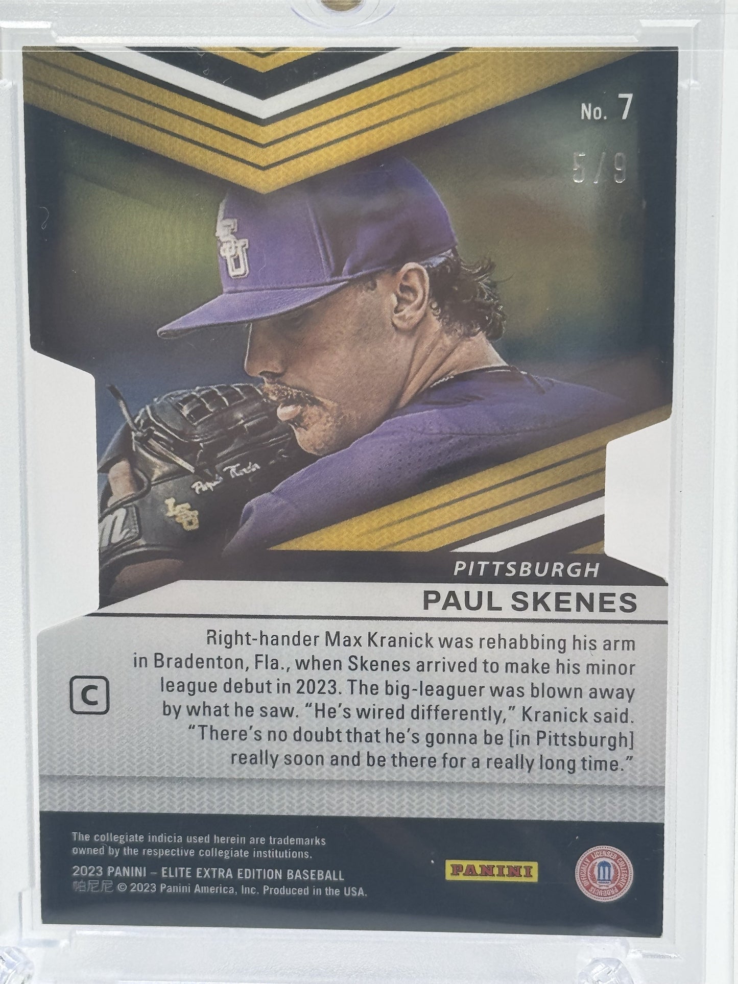 2023 Panini Elite Extra Edition #7 Paul Skenes Prime Numbers C Die Cut # 5/9