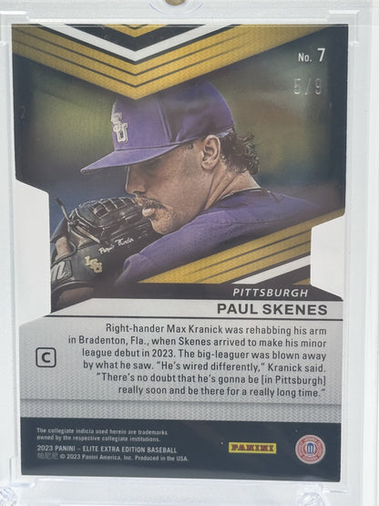 2023 Panini Elite Extra Edition #7 Paul Skenes Prime Numbers C Die Cut # 5/9
