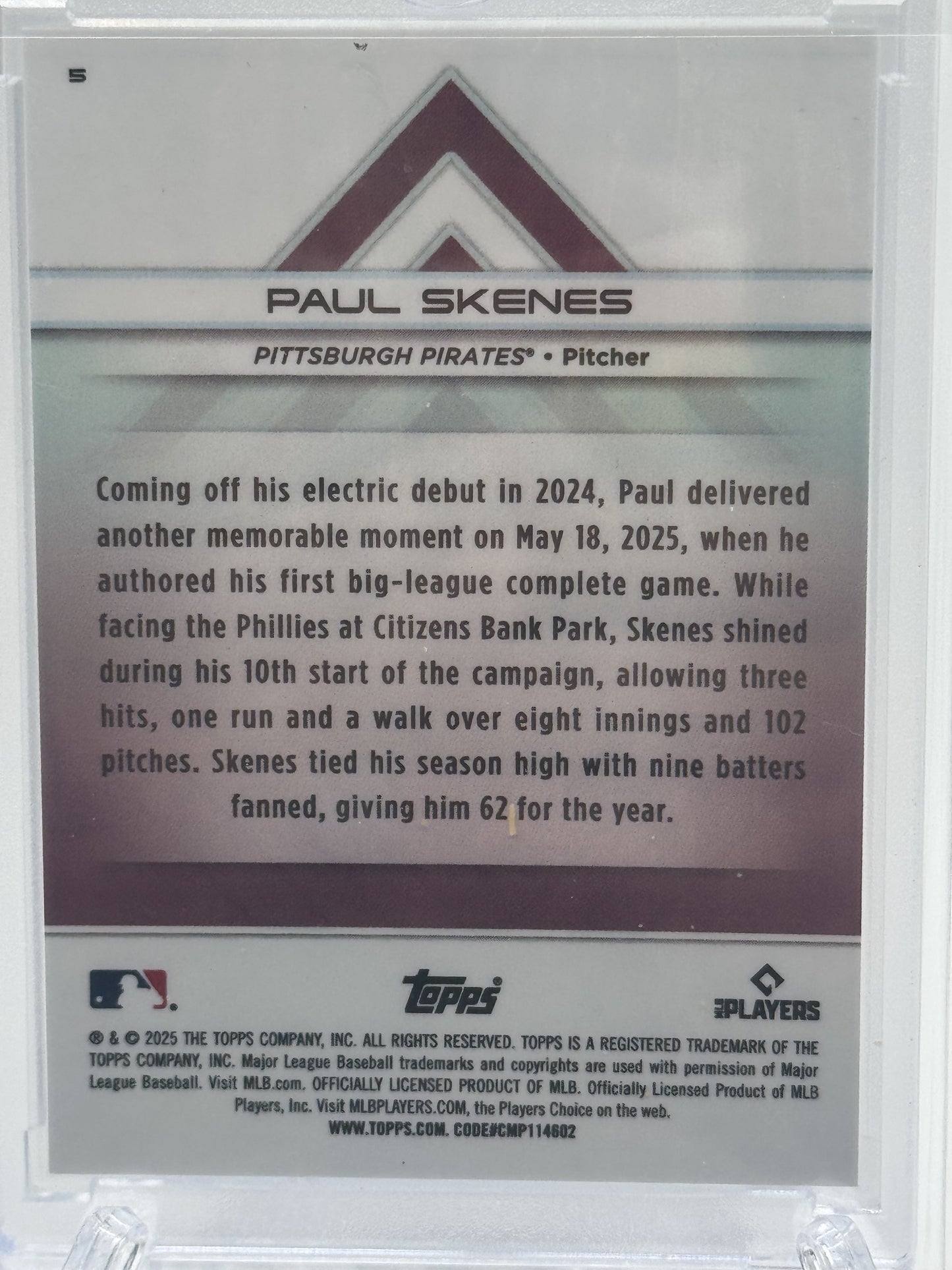 2025 Topps Chrome Transcendent  #5 Paul Skenes Red Refractor # 3/5