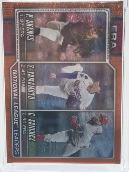 2026 Topps #203 NL ERA (Paul Skenes /Yamamoto / Sánchez) Orange Diamonte # 1/25