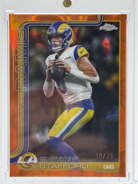 2025 Topps Chrome #169 Matthew Stafford Orange Wave # 19/25 $200 Buyback Card