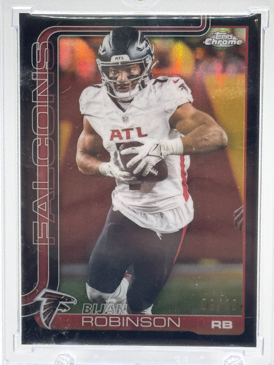 2025 Topps Chrome #16 Bijan Robinson Black Refractor # 6/10