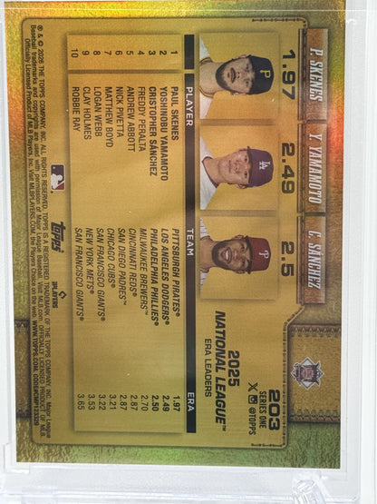 2026 Topps #203 Paul Skenes / Yamamoto / Sánchez Golden Mirror Variations