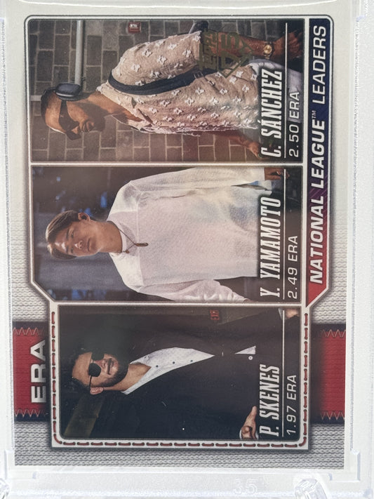 2026 Topps #203 Paul Skenes / Yamamoto / Sánchez Golden Mirror Variations