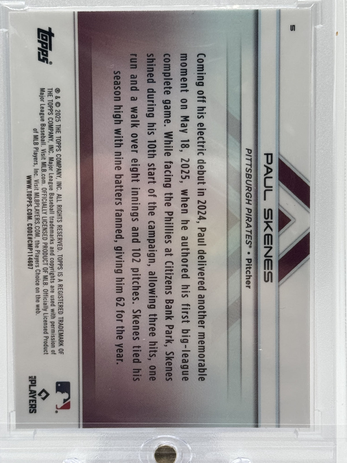 2025 Topps Transcendent #5 Paul Skenes Image Variations Orange Refractor # 17/25