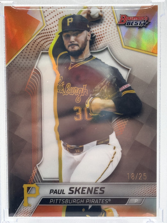 2025 Bowman's Best #40 Paul Skenes Orange Refractors # 18/25