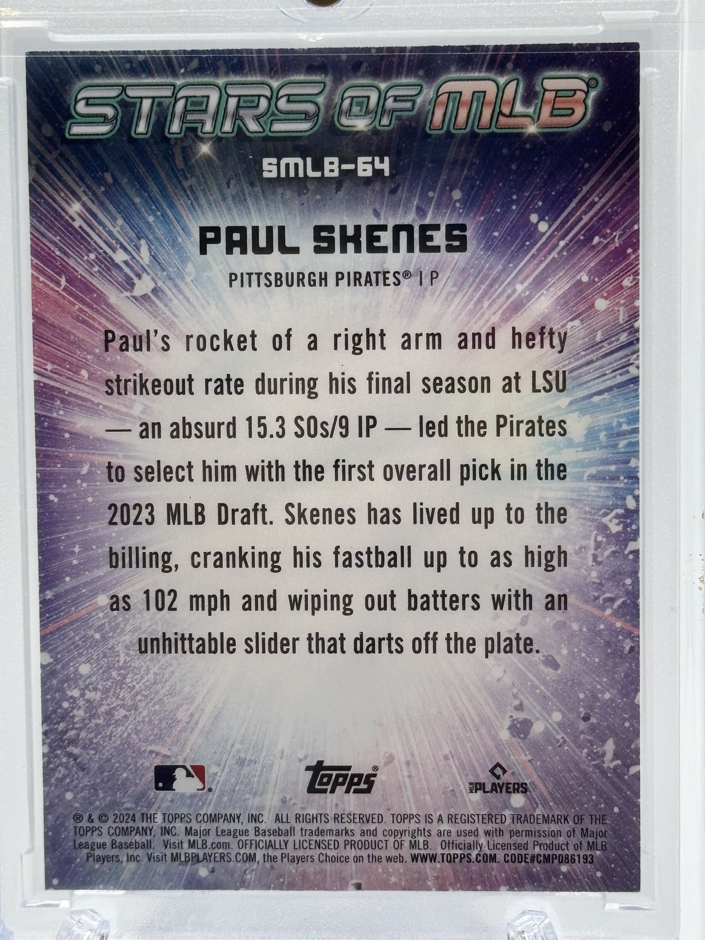 2024 Topps Update #CSMLB-64 Paul Skenes Stars of MLB Chrome Black  # 15/25