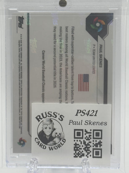 2026 Topps Now World Baseball Classic Team USA #USA07 Paul Skenes WBC Logo