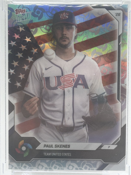2026 Topps Now World Baseball Classic Team USA #USA07 Paul Skenes WBC Logo